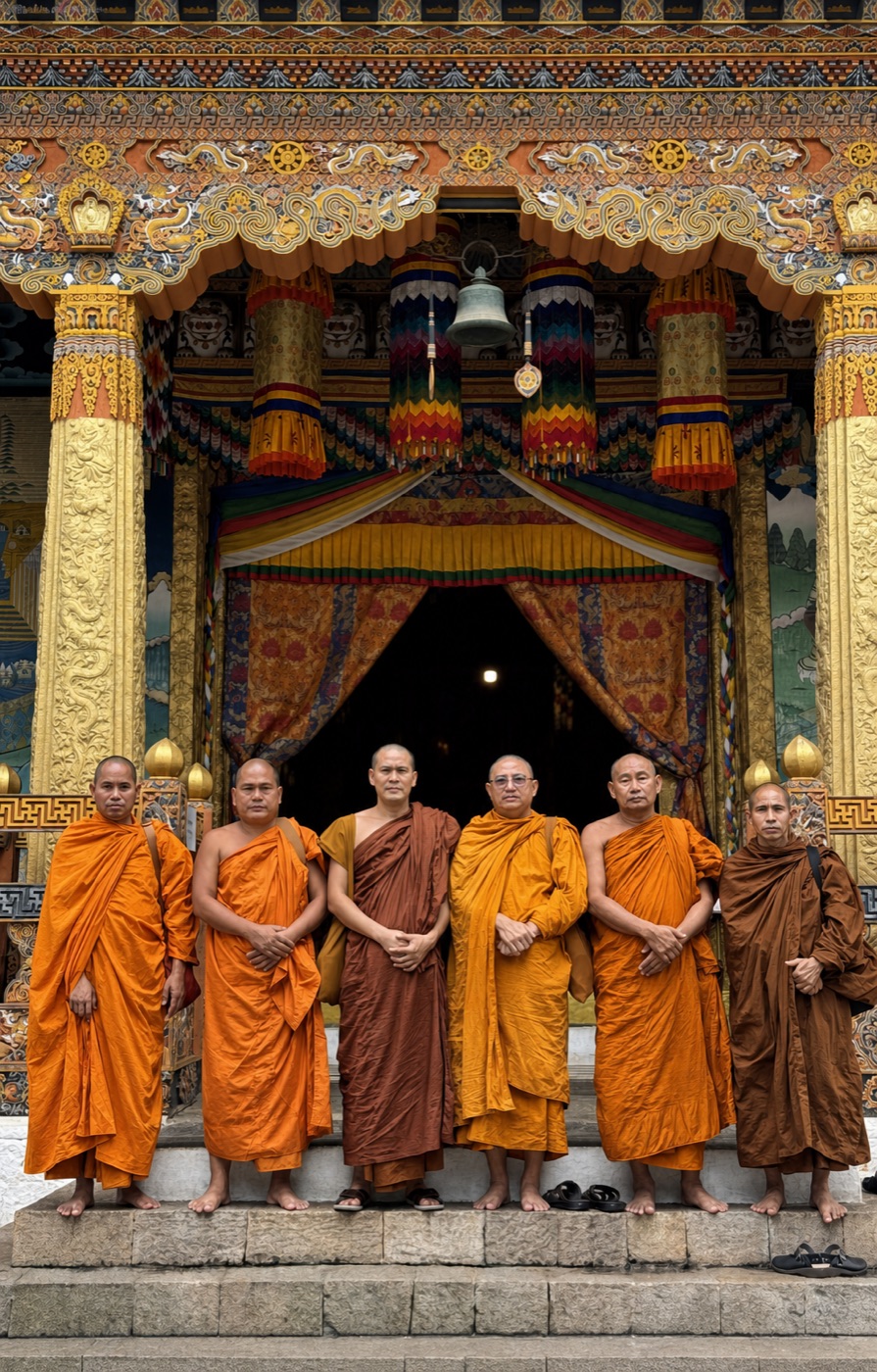 Monks at a Bhutanese temple